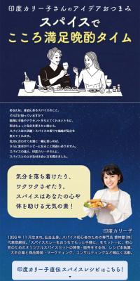 スパイスでこころ満足晩酌タイムのLPデザイン（レトルト・インスタント／ブルー系／ナチュラル系）スマホ版