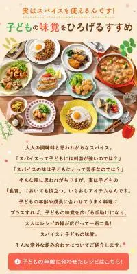 子どもの味覚を広げるすすめのLPデザイン（レトルト・インスタント／オレンジ系／かわいい系）スマホ版