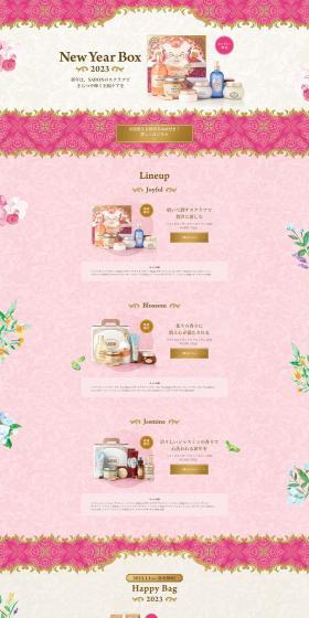 NewYearBox2023 LP design (Skincare, Bodycare, Haircare / Pink shades / Luxury and celebrity) PC version