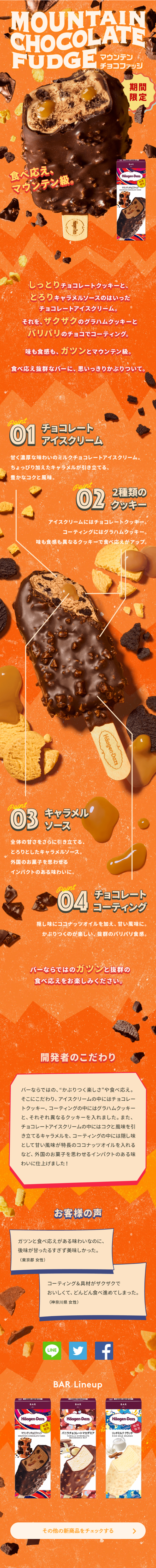 マウンテンチョコファッジのLPデザイン（洋菓子／オレンジ系／かわいい系）スマホ版