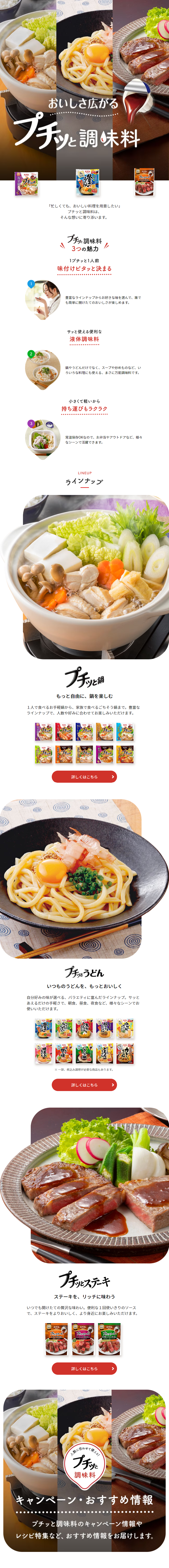 プチッと調味料のLPデザイン（調味料・甘味料・ダシ・スープ／レッド系／シンプル系）スマホ版