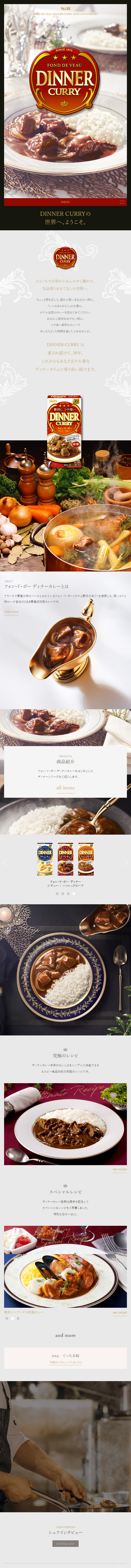DINNERCURRY LP design (Seasonings, Sweeteners, Broth, Soup / Red tones / Luxury and celebrity) Mobile version