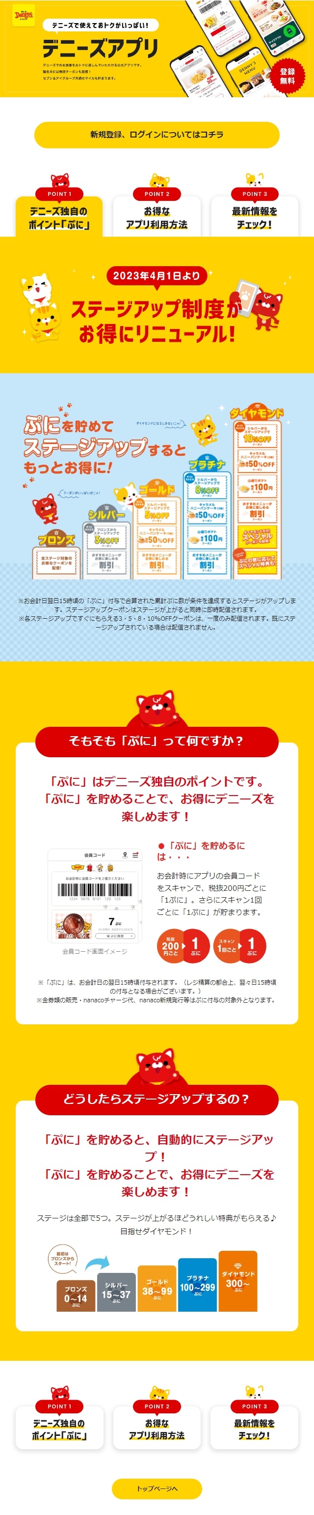 Denny's App LP design (Design, Apps, Systems / yellow / Cute style) Mobile version