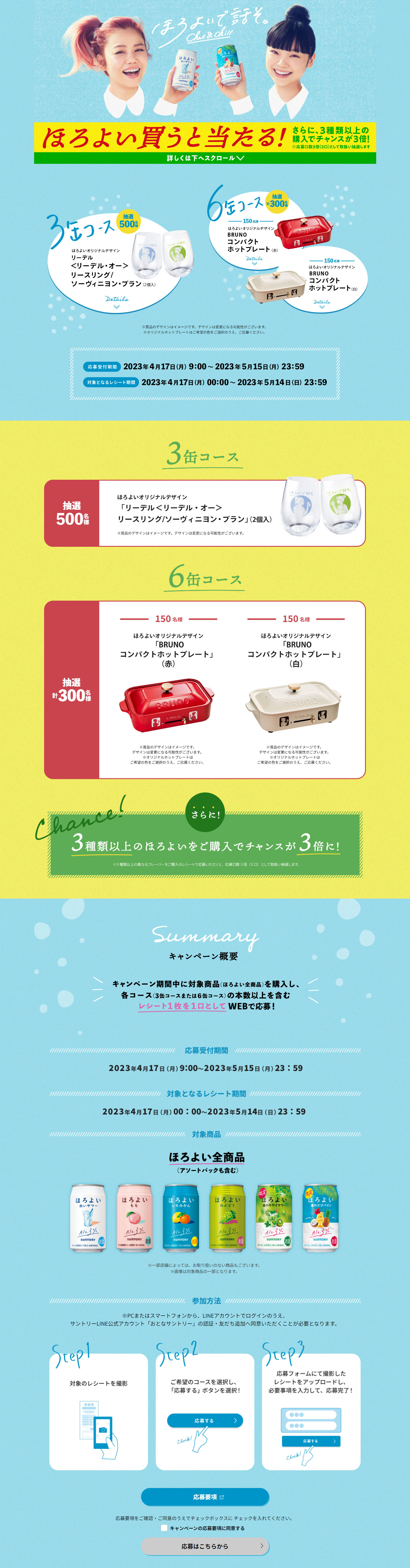 2023春「ほろよいで話そ。」オリジナルグッズ当たる！キャンペーンのLPデザイン（イベント・キャンペーン・体験／ブルー系／爽やか系）PC版