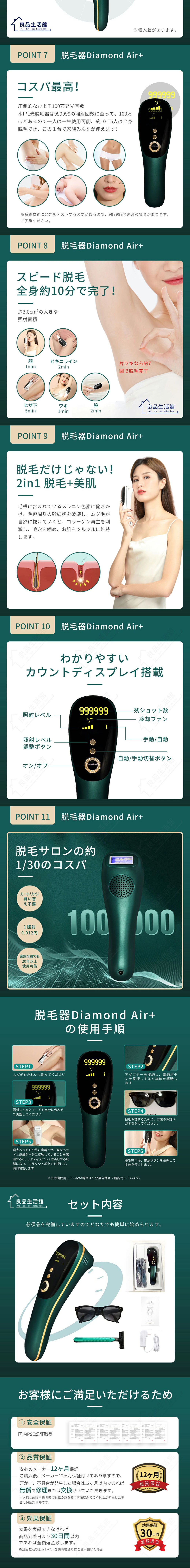IPL光脱毛器のLPデザイン（美容・健康機器／グリーン系／スタイリッシュ系）PC版
