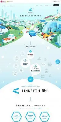 LINKEETHのLPデザイン（レンタル・代行・アウトソース／ブルー系／にぎやか系）PC版