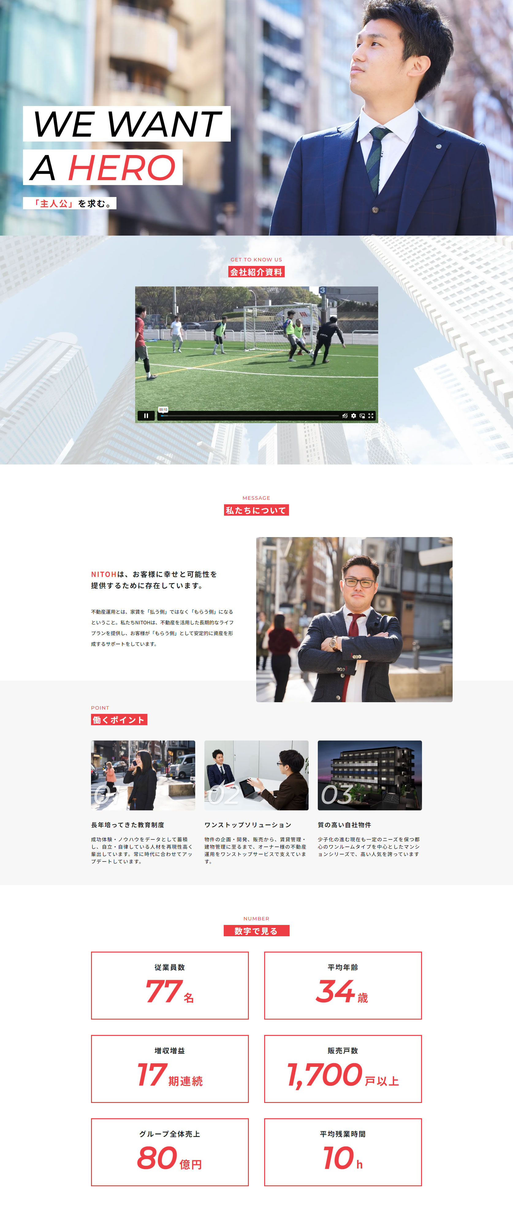 NITOH Kabushiki Kaisha Recruitment Site LP design (Graduate recruitment / Shades of grey / Simple) PC version