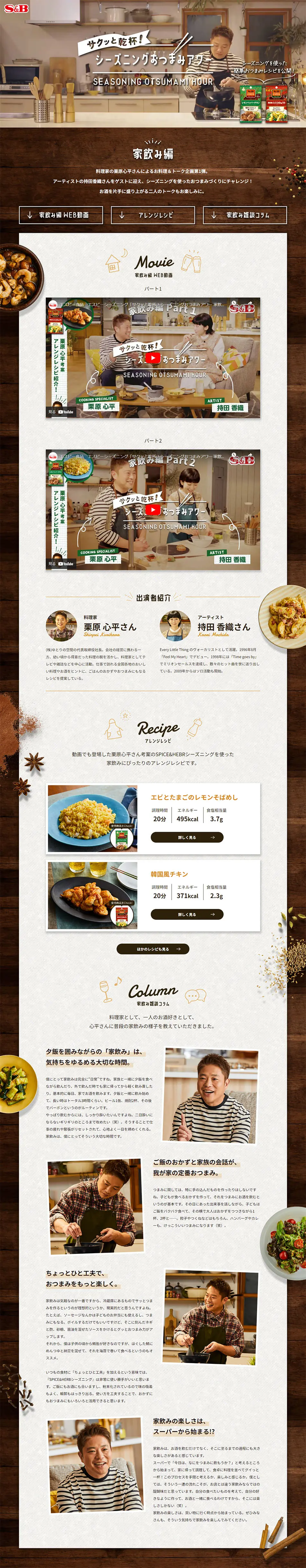 シーズニングおつまみアワーのLPデザイン（調味料・甘味料・ダシ・スープ／ブラウン系／ナチュラル系）PC版