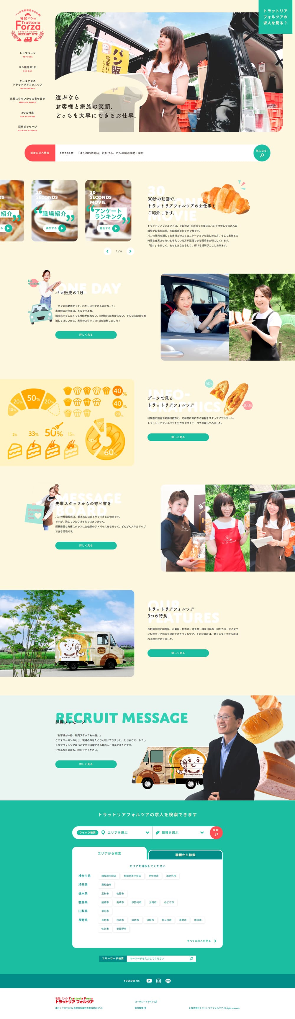 Mobile bread salesperson LP design (recruitment / yellow / Cute style) PC version