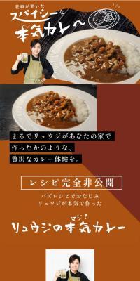 リュウジの本気カレーのLPデザイン（レトルト・インスタント／ブラウン系／力強い系）スマホ版
