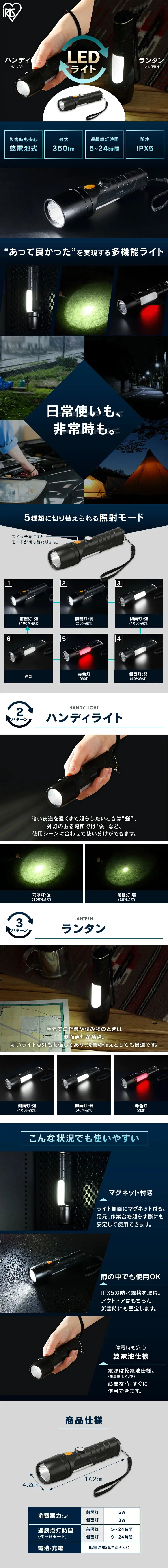 LEDハンディライト LKD-350LのLPデザイン（一般家電／ブルー系／スタイリッシュ系）スマホ版