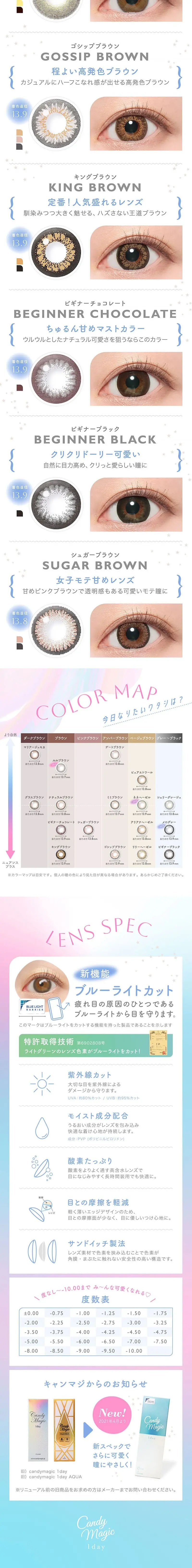 キャンディーマジックワンデーのLPデザイン（コスメ・化粧品・コンタクトレンズ／ブルー系／スタイリッシュ系）スマホ版