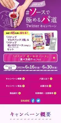 パナップ ＃ソースで極めるパ道TwitterキャンペーンのLPデザイン（イベント・キャンペーン・体験／パープル系／スタイリッシュ系）スマホ版