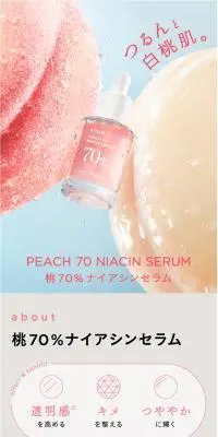 桃70％ナイアシンセラムのLPデザイン（スキンケア・ボディケア・ヘアケア／ブルー系／かわいい系）スマホ版