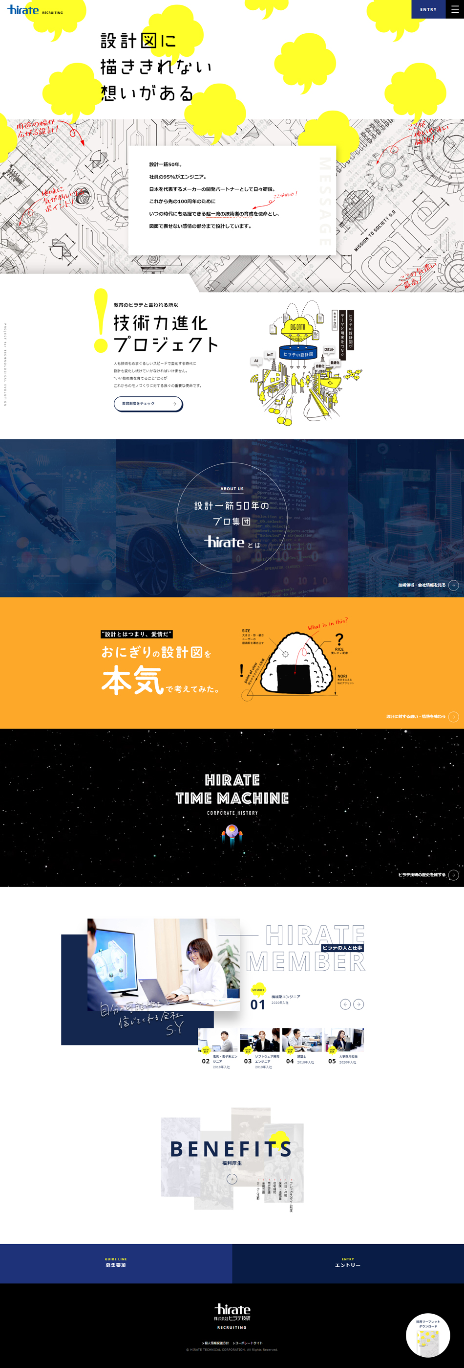 Hirate Giken Recruitment Site 2023 LP design (recruitment / White-based / Cute style) PC version