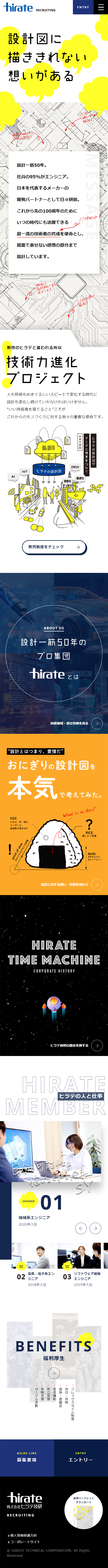 Hirate Giken Recruitment Site 2023 LP design (recruitment / White-based / Cute style) Mobile version