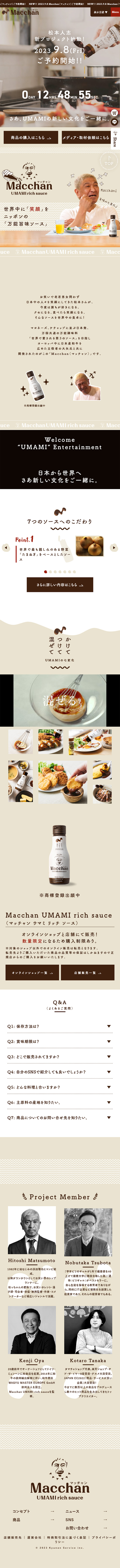 MacchanUMAMIrichsauce LP design (Seasonings, Sweeteners, Broth, Soup / Brown tones / Natural style) Mobile version