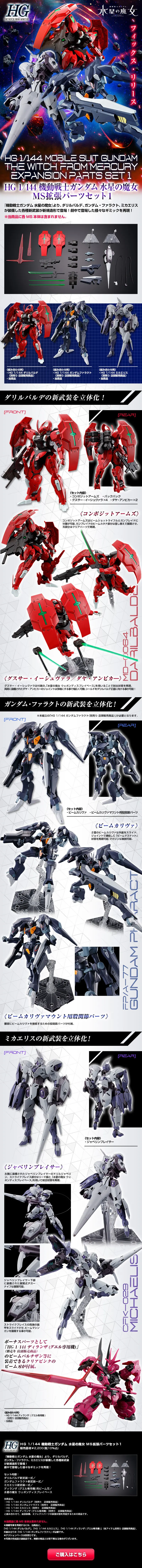 ＨＧ 1/144 機動戦士ガンダム 水星の魔女 ＭＳ拡張パーツセット１のLPデザイン（玩具・ホビー・フィギュア／ブラック系／かっこいい系）スマホ版