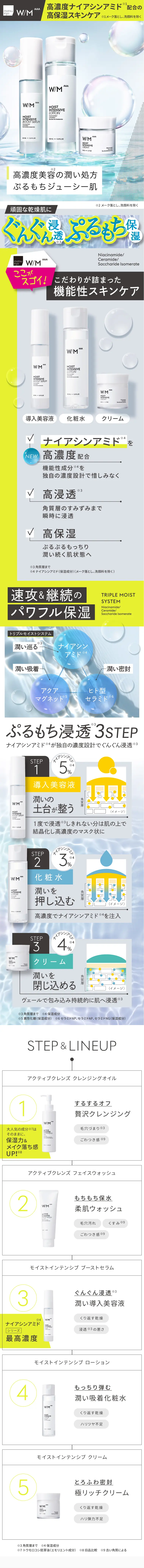 モイストインテンシブ ブーストセラムのLPデザイン（スキンケア・ボディケア・ヘアケア／イエロー系／信頼・安心系）スマホ版