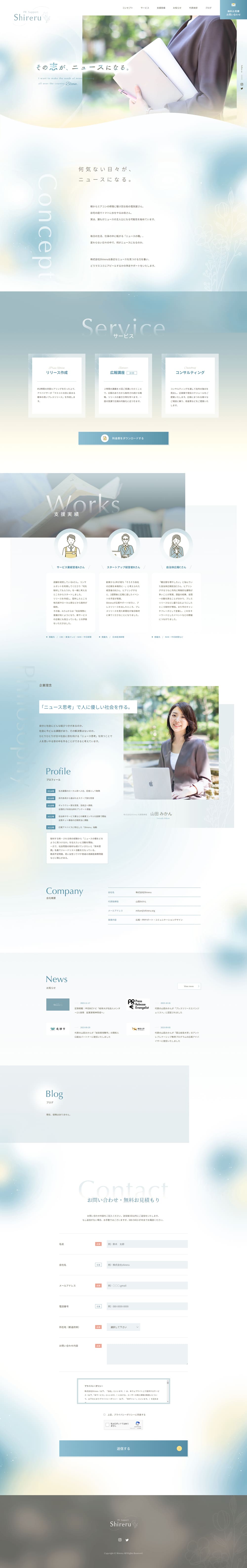 Public Relations Support LP design (Businesses, companies, stores / Shades of blue / Refined style) PC version