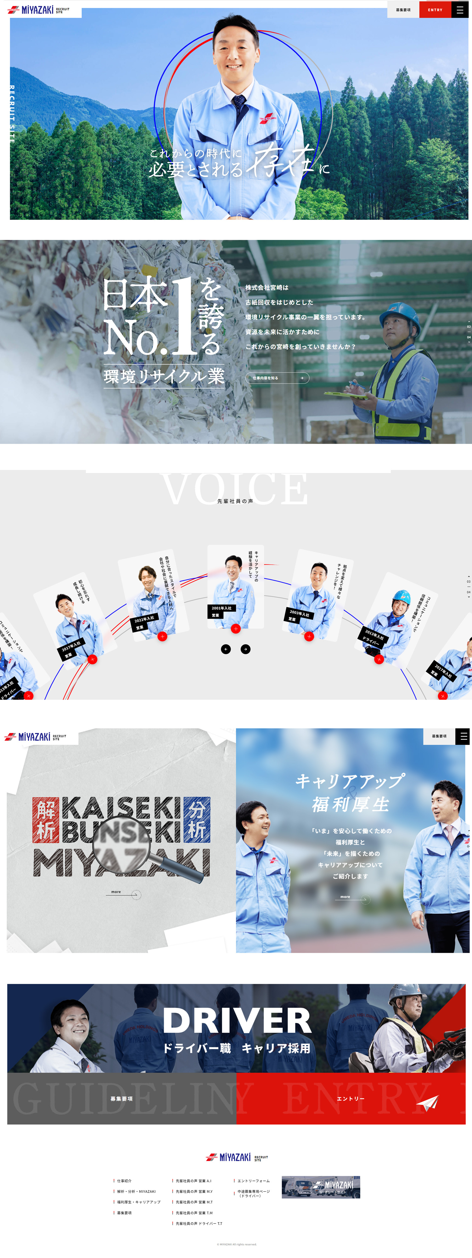 Miyazaki Co., Ltd. Careers Site LP design (recruitment / Shades of blue / Cool style) PC version