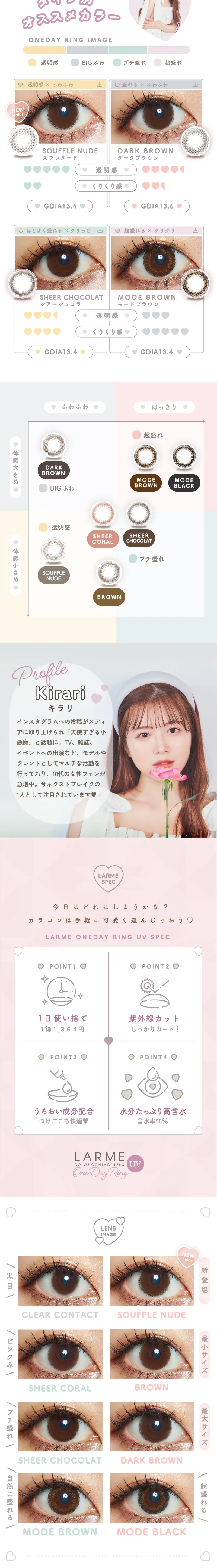LARME 1day Ring UVのLPデザイン（コスメ・化粧品・コンタクトレンズ／ピンク系／かわいい系）スマホ版