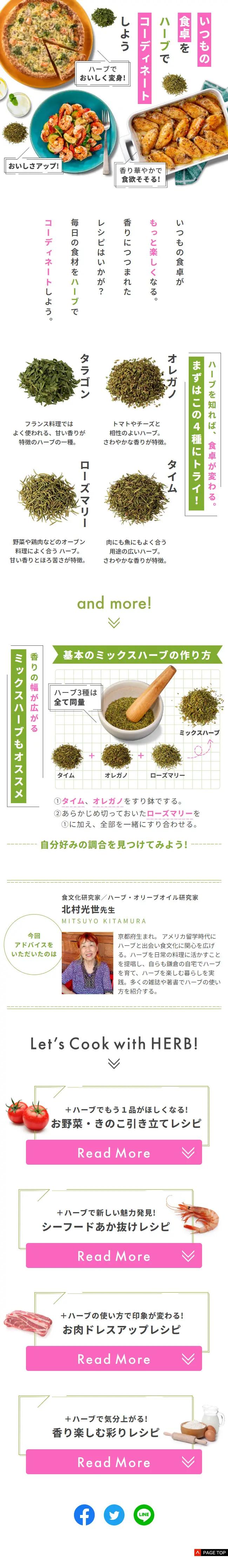 いつもの食卓をハーブでコーディネートしようのLPデザイン（調味料・甘味料・ダシ・スープ／グリーン系／にぎやか系）スマホ版