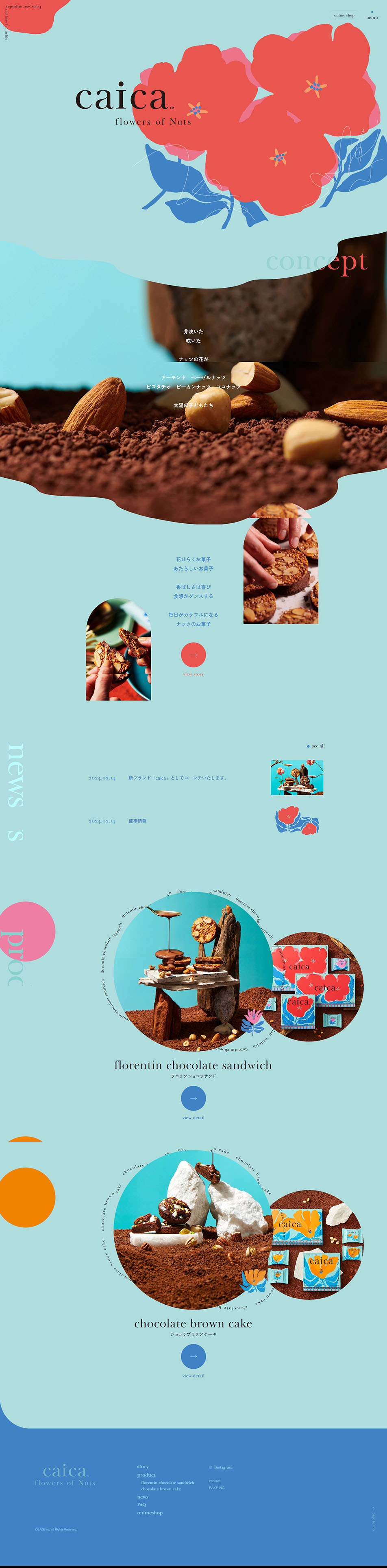 caicaflowersofnuts LP design (Businesses, companies, stores / Shades of blue / Cute style) PC version