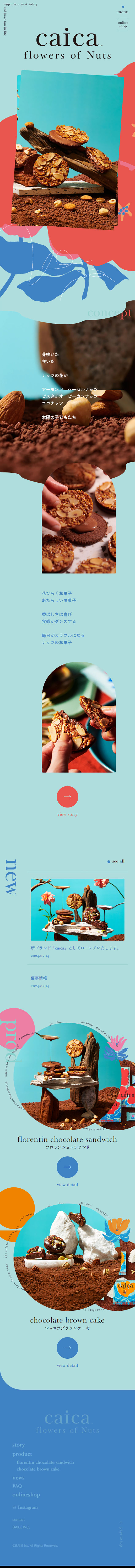 caicaflowersofnuts LP design (Businesses, companies, stores / Shades of blue / Cute style) Mobile version