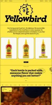 yellowbirdfoodのLPデザイン（調味料・甘味料・ダシ・スープ／イエロー系／かわいい系）PC版