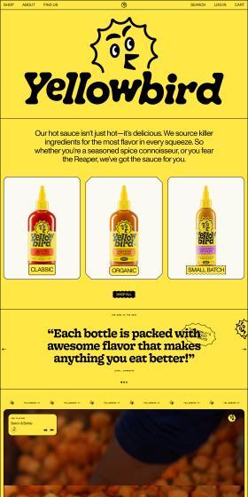 yellowbirdfoodのLPデザイン（調味料・甘味料・ダシ・スープ／イエロー系／かわいい系）PC版