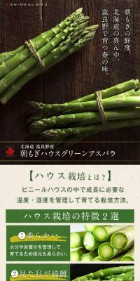 北海道 富良野産 アスパラガスのLPデザイン（フルーツ・果物・野菜／グリーン系／オーガニック系）スマホ版