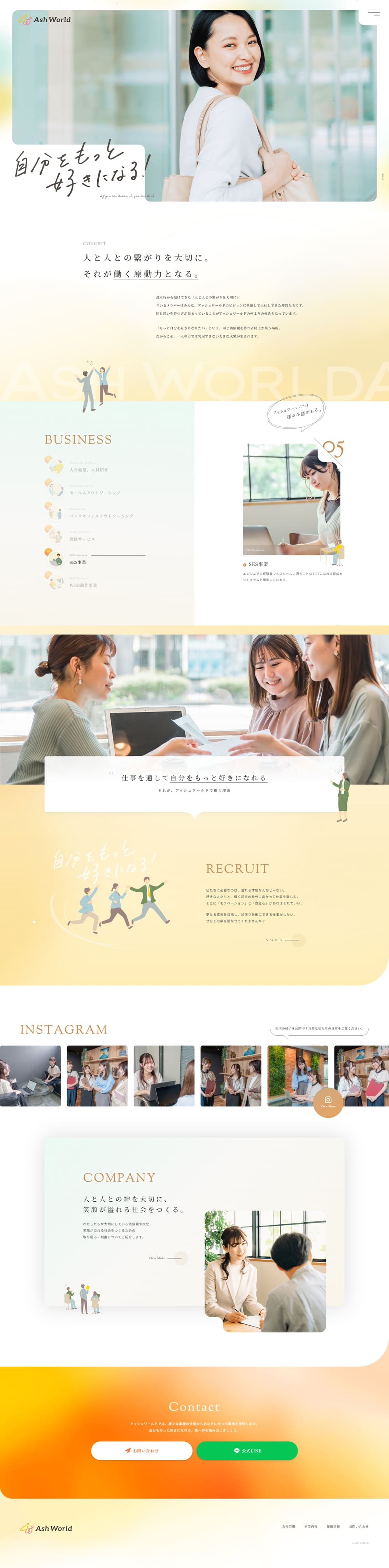 Staffing Service LP design (Businesses, companies, stores / yellow / Cute style) PC version