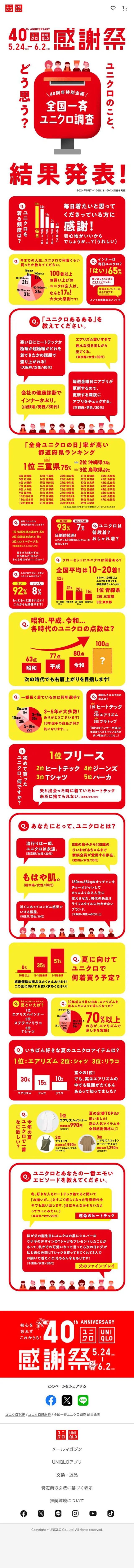 全国一斉ユニクロ調査のLPデザイン（イベント・キャンペーン・ギフト／カラフル系／シンプル系）スマホ版