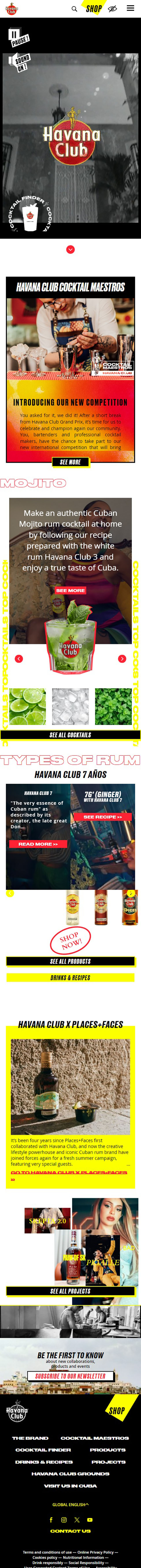 HavanaClub LP design (Other alcoholic drinks / yellow / Cool style) Mobile version