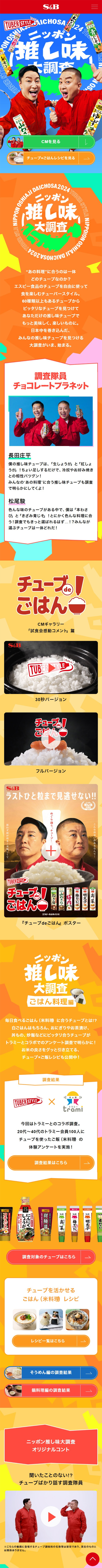 TUBERSTYLEのLPデザイン（調味料・甘味料・ダシ・スープ／オレンジ系／にぎやか系）スマホ版