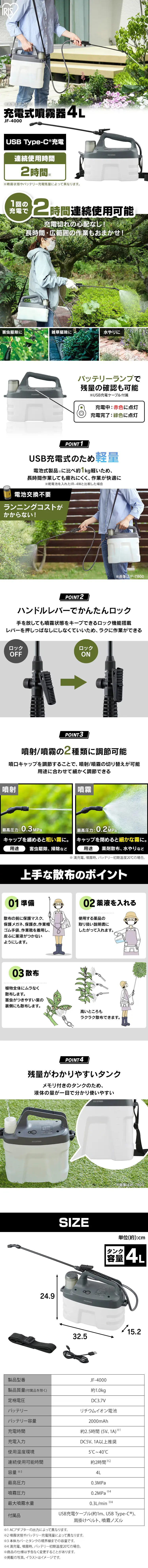 充電式噴霧器 JF-4000のLPデザイン（一般家電／グリーン系／スタイリッシュ系）スマホ版