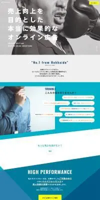 WEB広告の相談のLPデザイン（広告運用／ブルー系／かっこいい系）PC版