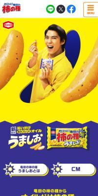 亀田の柿の種 うましおのLPデザイン（スナック・ガム・あめ・グミ／イエロー系／にぎやか系）スマホ版