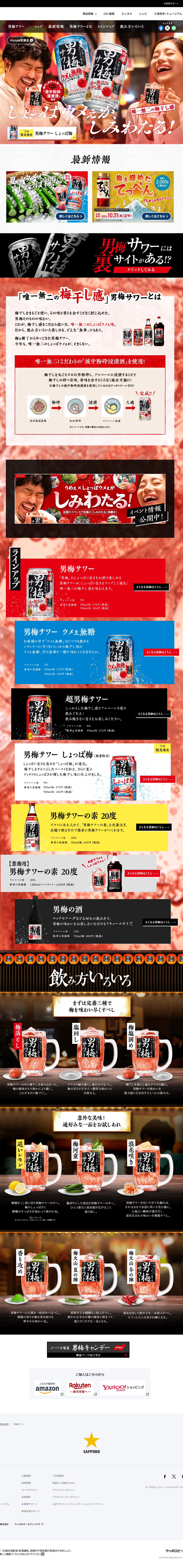 男梅サワーのLPデザイン（その他のお酒／レッド系／にぎやか系）PC版