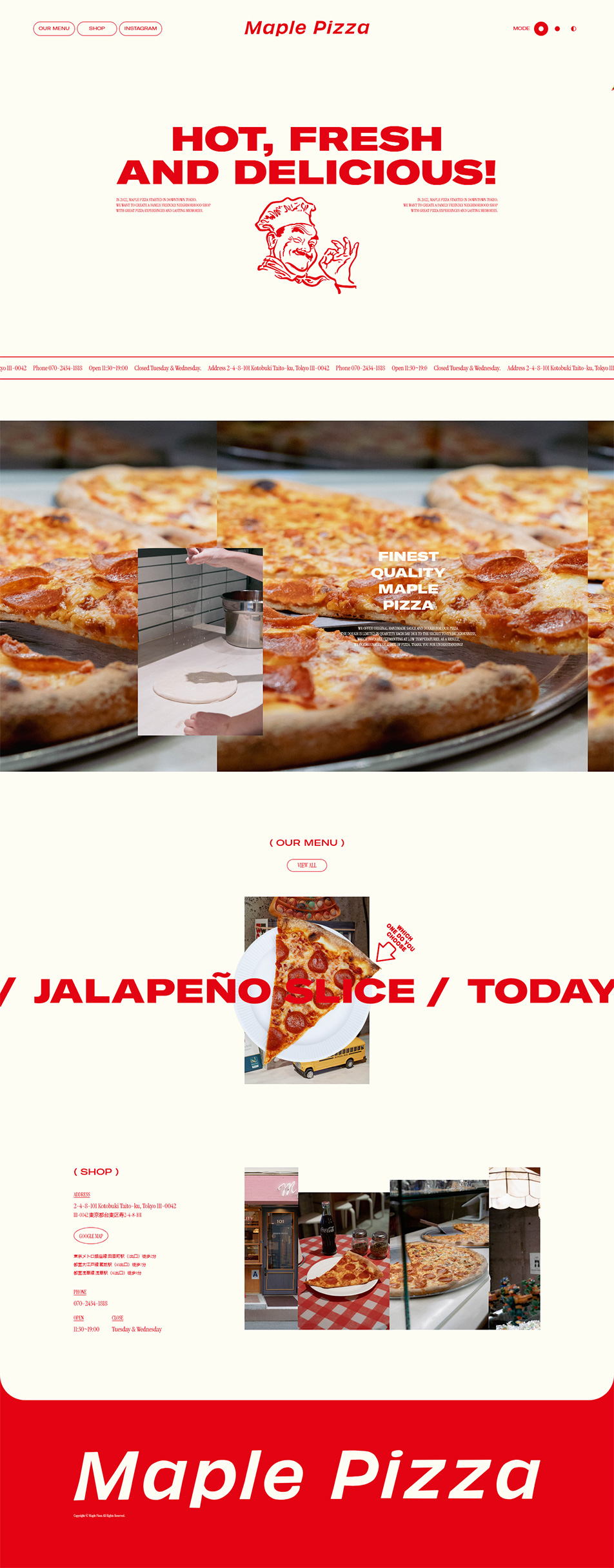 MaplePizza LP design (Businesses, companies, stores / Beige tones / Simple) PC version