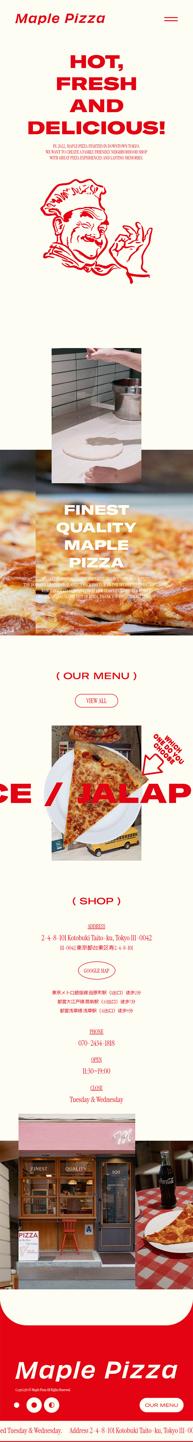 MaplePizza LP design (Businesses, companies, stores / Beige tones / Simple) Mobile version