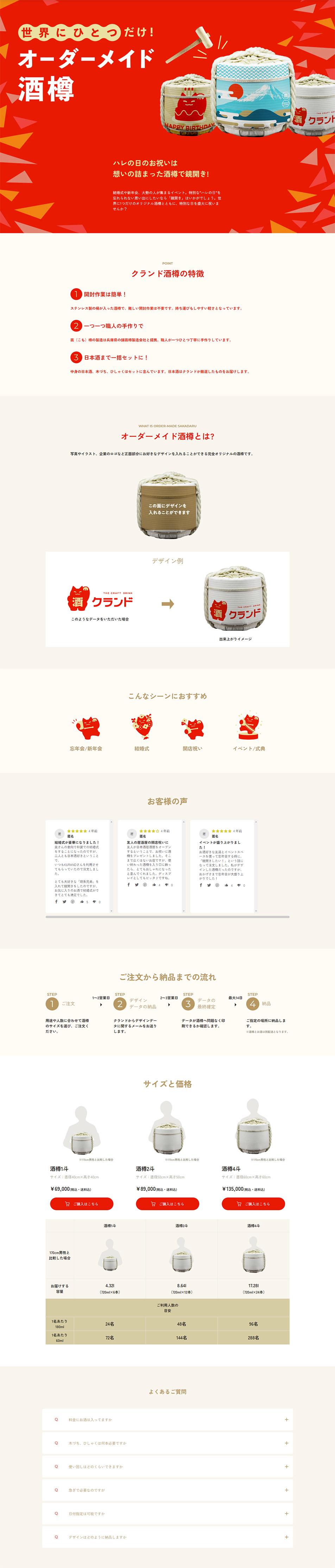 Custom-made Kagami-biraki and Sake Barrels LP design (Other alcoholic drinks / Red tones / Cute style) PC version