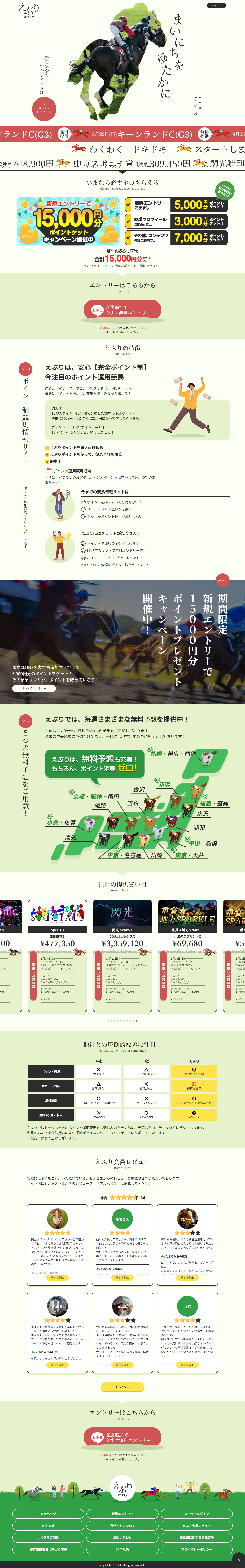 えぶり | ポイント投資競馬のLPデザイン（レンタル・代行・アウトソース／イエロー系／和風系）PC版