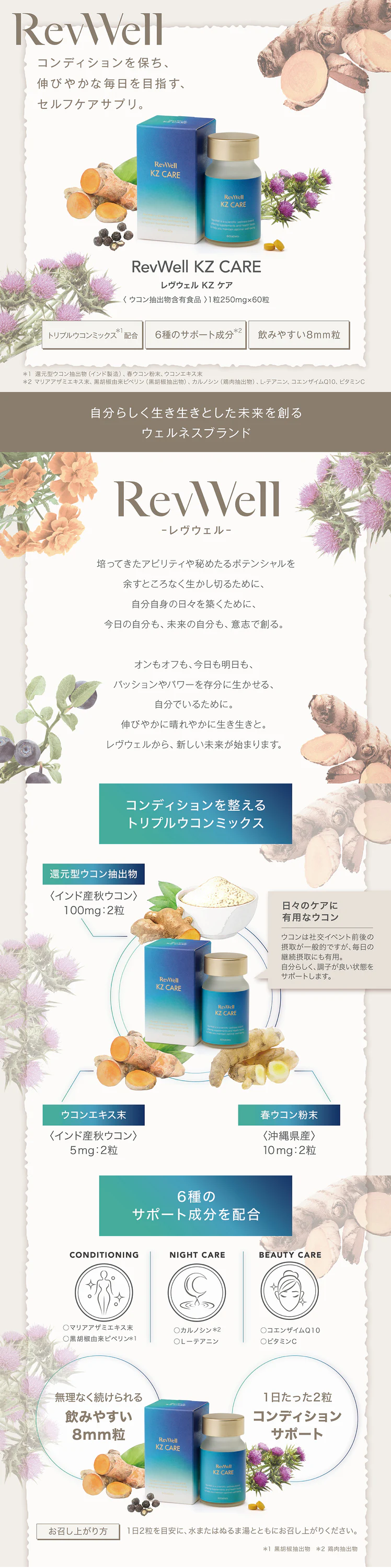 レヴウェル KZ ケアのLPデザイン（健康食品・健康ドリンク・サプリメント／ブラウン系／健康・癒し系）PC版