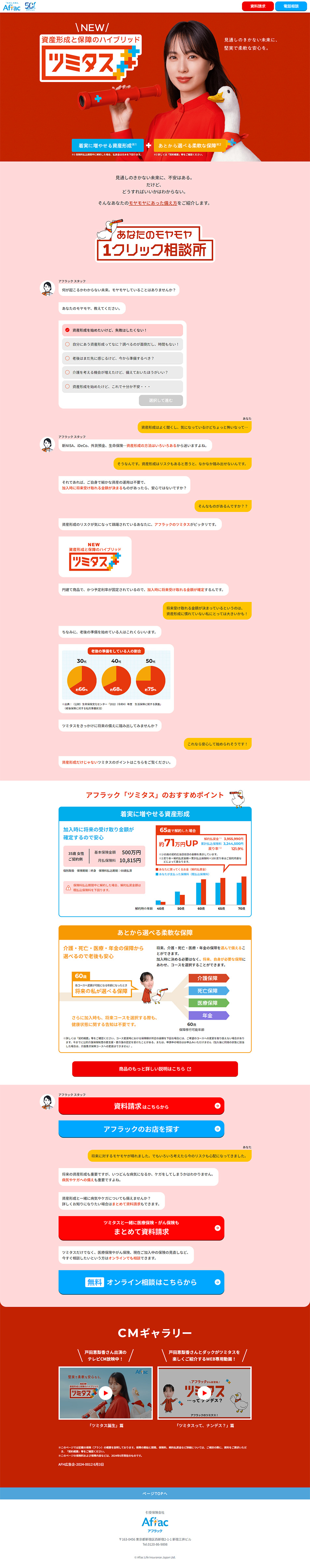 ツミタスのLPデザイン（保険・金融・クレジット／レッド系／シンプル系）PC版