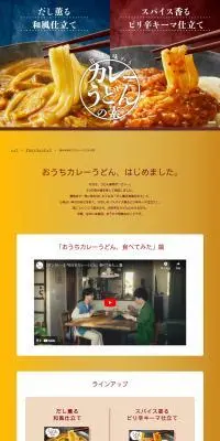 旨みを味わうカレーうどんの素のLPデザイン（レトルト・インスタント／ゴールド系／力強い系）PC版