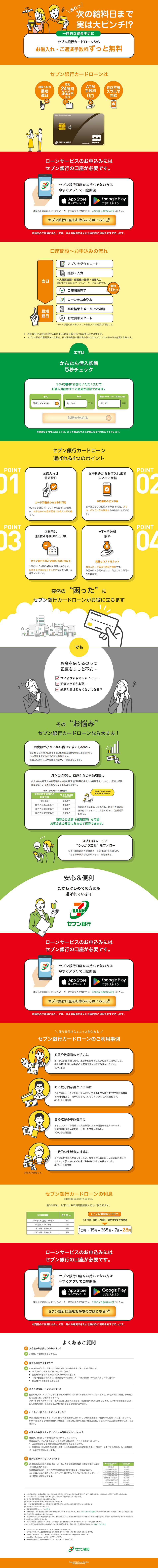 セブン銀行 カードローンのLPデザイン（保険・金融・クレジット／オレンジ系／かわいい系）PC版