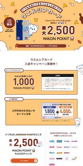 Welcia Card Enrollment Campaign LP design (Insurance, Finance, Credit / Brown tones / Cute style) PC version