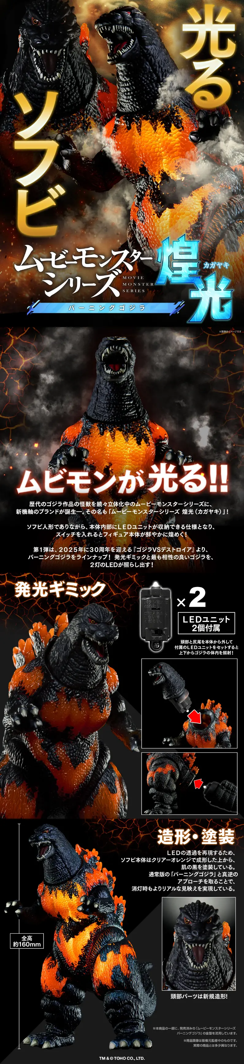 ムービーモンスターシリーズ煌光　バーニングゴジラのLPデザイン（玩具・ホビー・フィギュア／ブラック系／かっこいい系）スマホ版